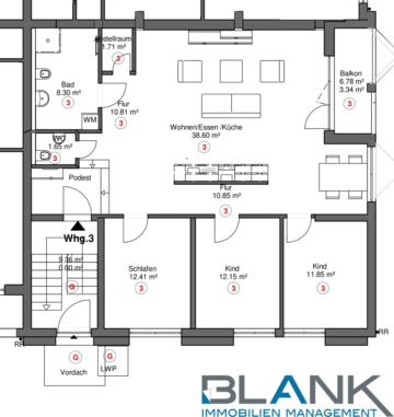 Außergewöhnliche und großzügige 4-Zimmer-Wohnung mit Loggia – Erstbezug, 71083 Herrenberg / Kuppingen, Erdgeschosswohnung